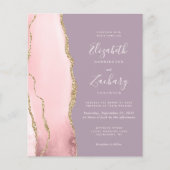 Budget Blush Pink Gold Agate Mauve Wedite Einladun (Vorderseite)