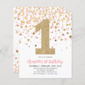 Budget Blush Pink Gold Confetti Girl 1. Geburtstag (Vorne/Hinten)