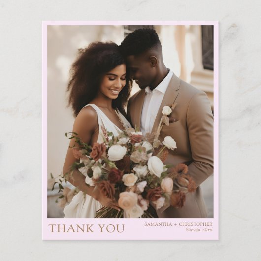Budget Blush Pink & Gold Foto Hochzeit Vielen Dank (Vorderseite)
