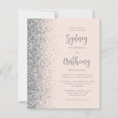 Budget Blush Pink Silver Calligraphy Wedding (Vorderseite)