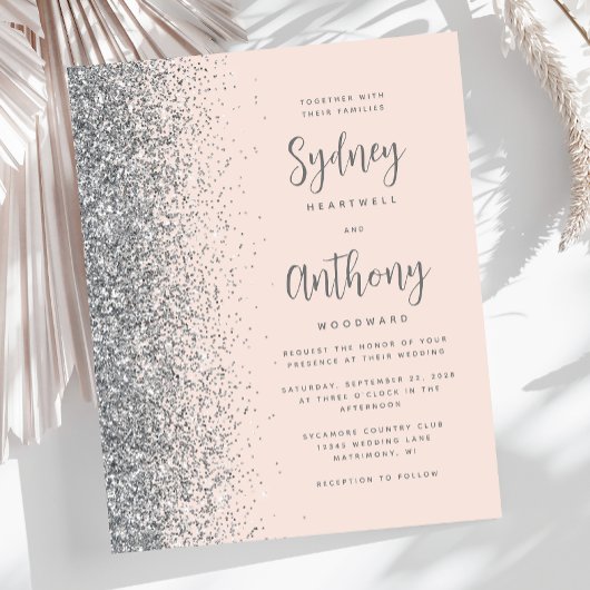 Budget Blush Pink Silver Calligraphy Wedding