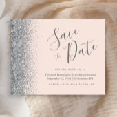 Budget Blush Pink Silver Wedding Save the Date