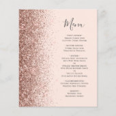Budget Blush Rose Gold Glitzer Hochzeitmenü (Vorderseite)