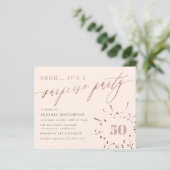 Budget Blush & Rose Gold Script Überraschung Party (Stehend Vorderseite)