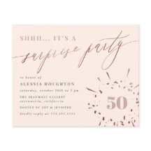 Budget Blush & Rose Gold Script Überraschung Party