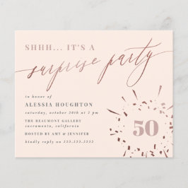 Budget Blush & Rose Gold Script Überraschung Party