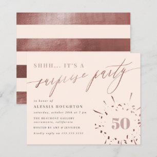 Budget Blush & Rose Gold Script Überraschung Party