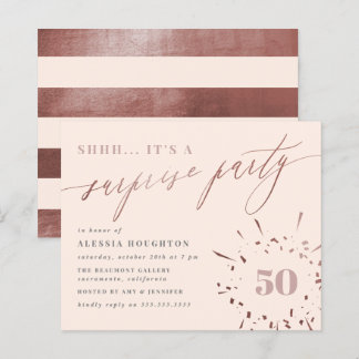 Budget Blush & Rose Gold Script Überraschung Party
