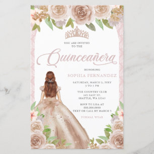 Budget Blush Rosen Gold Princess Tiara Quinceañera