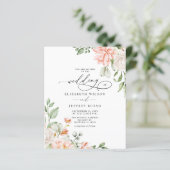 Budget Blush White Floral Wedding Invitations (Stehend Vorderseite)