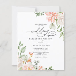 Budget Blush White Floral Wedding Invitations