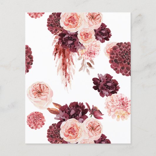 Budget Bohemian Marsala Rose Wedding Invitation (Rückseite)