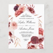 Budget Bohemian Marsala Rose Wedding Invitation (Vorderseite)