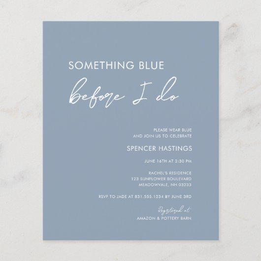 Budget Bohemisch Etwas Blaues Brautparty (Vorderseite)