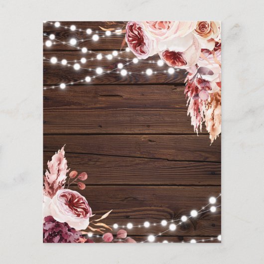 Budget Bohemische Rustikale Hochzeitsfeier (Rückseite)