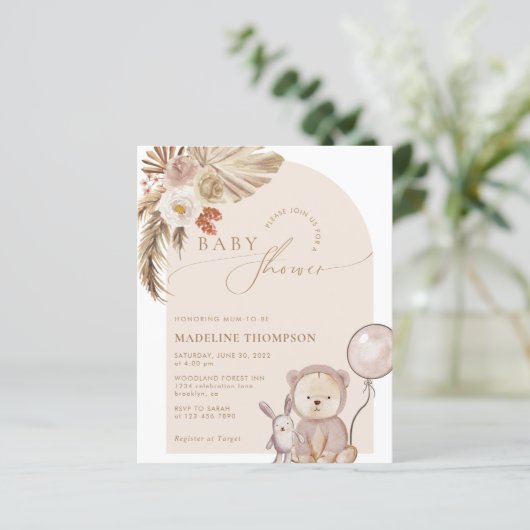 Budget Bohemische Script Bär Pampas Baby Dusche (Stehend Vorderseite)