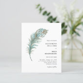 Budget Boho Aquamarin Blue Feather Minimal Wedding (Stehend Vorderseite)