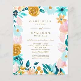 Budget Boho Aquamarin Watercolor Floral Wedite