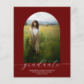 Budget Boho Arch Abschluss Einladung Rot (Vorderseite)