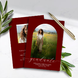 Budget Boho Arch Abschluss Einladung Rot