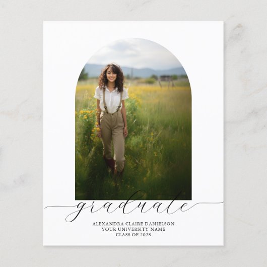 Budget Boho Arch Abschluss Einladung White (Vorderseite)