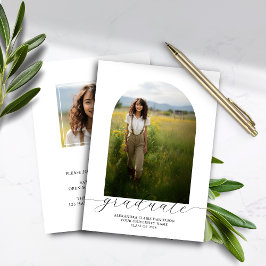 Budget Boho Arch Abschluss Einladung White