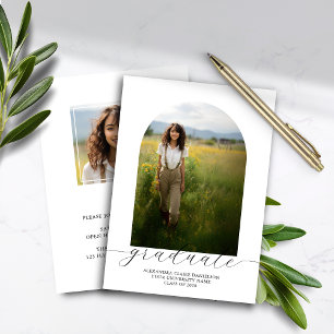 Budget Boho Arch Abschluss Einladung White