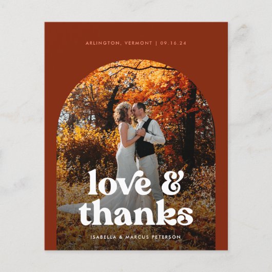 Budget Boho Arch Foto Hochzeit Dankeschön Karte (Vorderseite)
