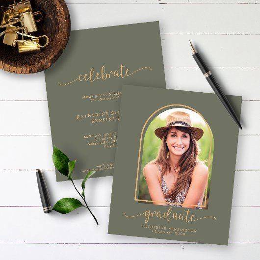 Budget Boho Arch Green Gold Foto Abschluss