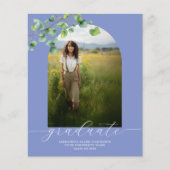 Budget Boho Arch Ivy Cornflower Blue Grad Einladun (Vorderseite)