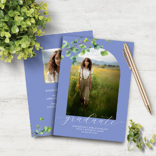 Budget Boho Arch Ivy Cornflower Blue Grad Einladun