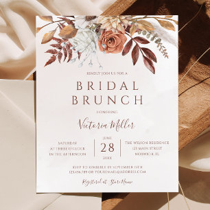 Budget Boho Autumn Floral Bridal Brunch Einladung