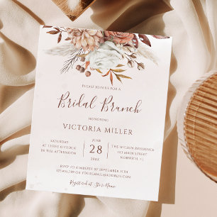 Budget Boho Autumn Floral Bridal Brunch Einladung