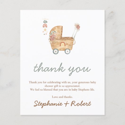 Budget Boho Baby Carriage Baby Dusche Vielen Dank (Vorderseite)