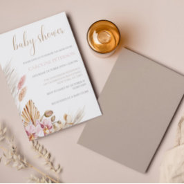 Budget Boho Baby Dusche Pampas Grass Floral Einladung