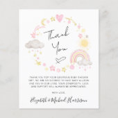 Budget Boho Baby Girl Dusche Danke Karte (Vorderseite)