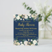 Budget Boho Baby Shower Einladung Navy Gold Green (Stehend Vorderseite)