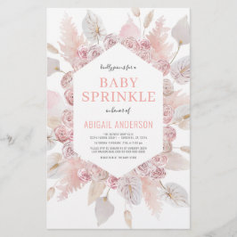 Budget Boho Baby Sprinkle Blush Pink Einladung Flyer