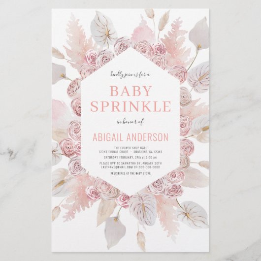Budget Boho Baby Sprinkle Blush Pink Einladung Flyer (Vorne)