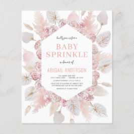 Budget Boho Baby Sprinkle Blush Pink Einladung Flyer