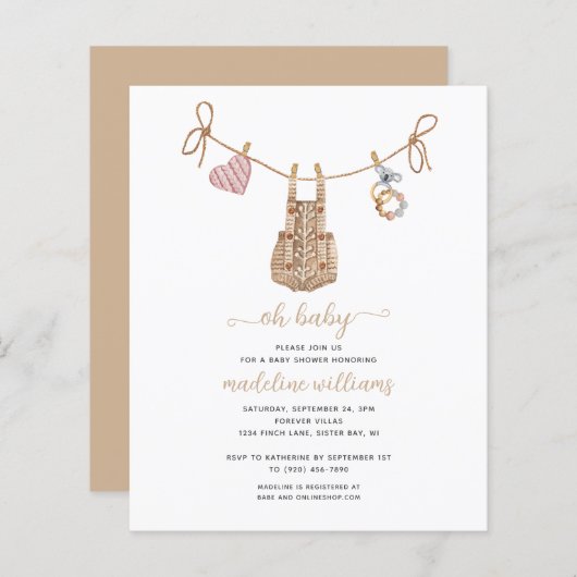 BUDGET BOHO Babykleidung neutral Oh Babydusche (Vorne/Hinten)