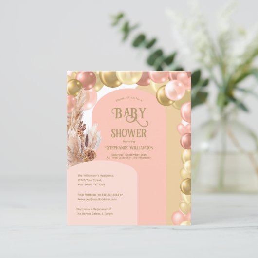 Budget Boho Ballon Arch Pampas Babydusche (Stehend Vorderseite)