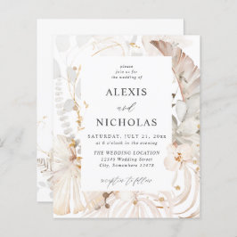 Budget Boho Beach Tropical Beige Floral Wedding