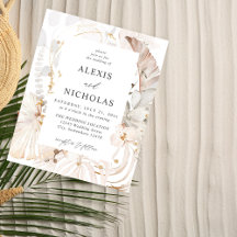 Budget Boho Beach Tropical Beige Floral Wedding