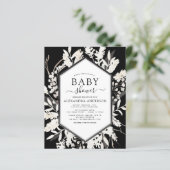Budget Boho Beige Black Botanical Baby Dusche (Stehend Vorderseite)