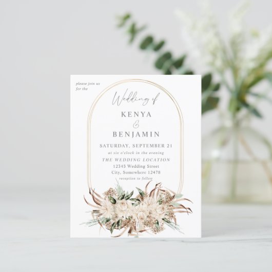 Budget Boho Beige Floral Wedding 3 (Stehend Vorderseite)