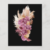 Budget Boho Black, Gold Baby Dusche Einladung (Rückseite)