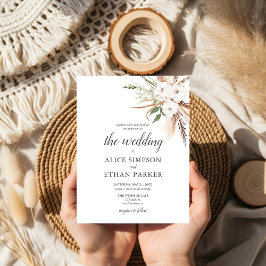 Budget Boho Blätter Pampa Grass Wedding Einladungspostkarte