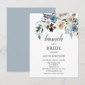 Budget Boho Blue Beige Blume Brunch Brautparty Einladungspostkarte (Vorne/Hinten)