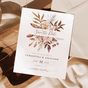 Budget Boho Blume Hochzeit im Herbst Save the Date